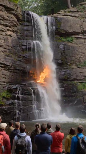 There's a Waterfall With a Flame Burning Inside It