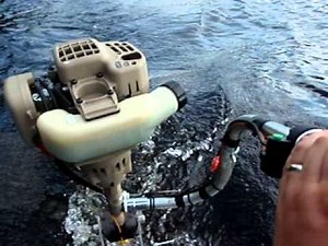 Homemade Weed Eater Boat Motor on a Marsh Rat