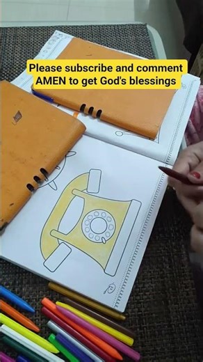 ASMR coloring of telephone with crayons #asmr #art #artist #drawing #colouring #telephone #crayon