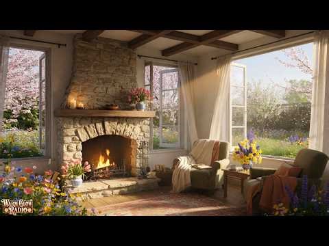 Cozy Fireplace Ambiance | 1940s Cottage & Jazz