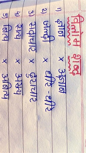 Hindi seventh class first lesson vilom sabd