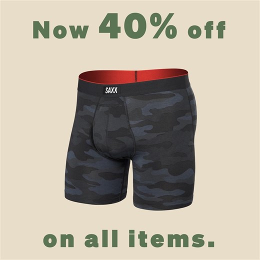 The Winter Sale is heating up. Now save 40% on ALL past-season styles. Shop premium pairs with the BallPark Pouch®, Activewear, Lounge, and more — while supplies last. | SAXX Underwear