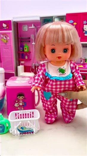 Doll Washing Machine Time | Relaxing Toy Unboxing & ASMR #shorts