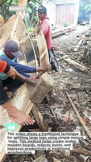 Traditional Log Splitting Technique | Manual Woodworking Skills