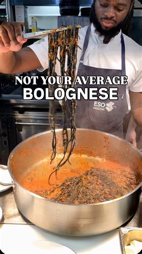 ESO Artisanal Pasta on Instagram: "Chef AJ is preparing his legendary Squid Ink Spaghetti with Squid Bolognese, yes, you heard that right… a bolognese made entirely from squid 🦑🍝 Inspired by a dish @chefsippel used to make back in their Jockey Hollow days, this sauce was born after a few trials in our kitchen and quickly became one of our most iconic creations. We even had a customer (shoutout to Zhung!) who’d buy 10 pints at a time so he wouldn’t miss out when it sold out. What 