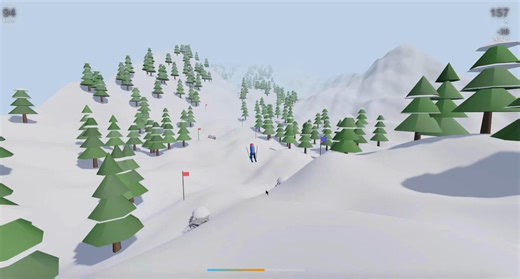 Built a 3D skiing game in a single HTML file. No engine, no framework — just Three.js and physics math.Simplex noise terrain that rolls and dips. Gravity pulls you downhill. Friction fights you uphill. Hit a tree at 120 km/h and it's over.The best part? Press Q for a barrel roll. Space for a 360 aerial spin. Land it and you get a speed boost. Miss it and the mountain doesn't care.One file. 1200 lines. Feels like a real slope.What's the wildest thing you've shipped in a single file?