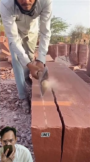 How Tradisional Red Sandstone Is Split by Hand | Ancient Stone Craftsmanship #engineering