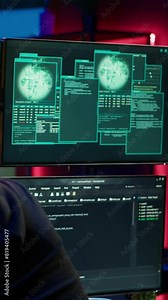 Vertical video Cybercriminal uploading USB flash drive containing stolen information into computer. Scammer inserting storage device containing sensitive data obtained from security breach Stock Video