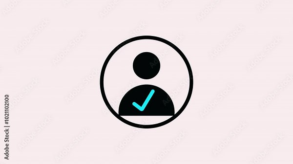 User profile icon with check mark. User profile account. Profile icon animation. Man profile icon. Stock Video