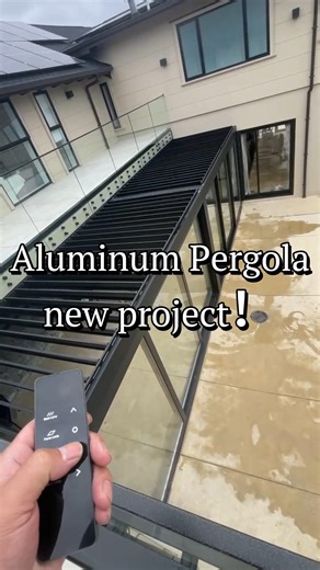 FengXin on Instagram: "Black Long Louver Gazebo: One-Click Remote Control! 🖤 Lazy Guy’s Dream Backyard Upgrade #pergola"