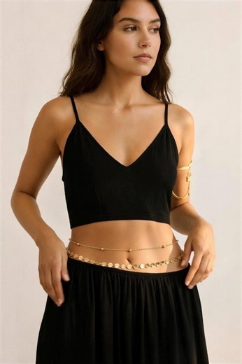 Gold Double Layer Belly Chain – Stainless Steel Disc Body Jewelry - Etsy