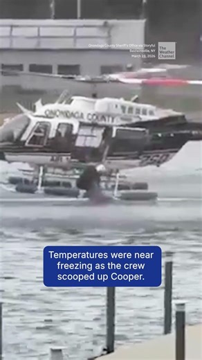 Helicopter Crew Saves Dog From Frigid River