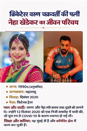 Varun Chakravarthy Wife Neha Khedekar Biography | वरुण चक्रवर्ती की पत्नी का जीवन परिचय | Age,