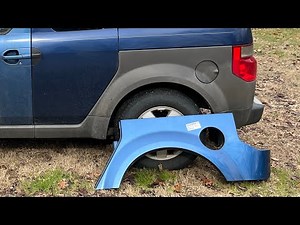 Installing 2006 rear fender plastic cladding on a 2003 Honda Element.