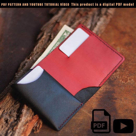 DIY Leather Wallet PDF Pattern: Downloadable Minimalist Cardholder Template - Etsy