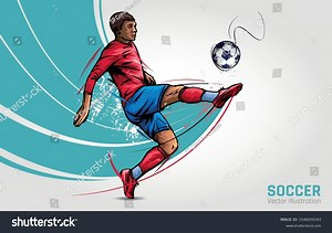 Soccer Player Kicking Ball Vector Football Stock Vector (Royalty Free) 2146050343 | Shutterstock