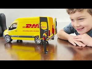 Bruder DHL Delivery Truck And Linde Fork Lift Unboxing | Toys For Kids