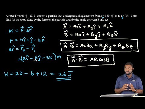 Calculate the work done and angle between the force and displacement