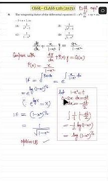CBSE Class 12th Differential Equations integrating factor #maths