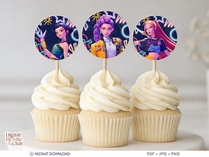 Kpop Demon Hunter Cupcake Toppers, Editable Canva Template, Kpop Anime Party Decor, Digital Download, Printable Toppers for Kids Birthday - Etsy