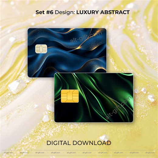 Credit Card Sticker Printable Template Luxury Abstract Blue Gold Emerald Card Skin PDF Print Cut Chip Cutout - Etsy