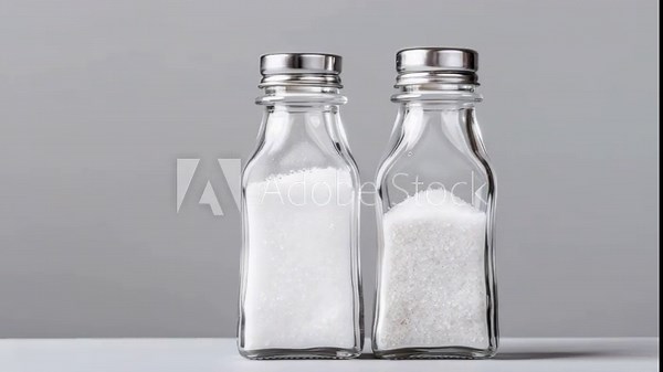 Two clear glass containers hold different types of sugar, highlighting their distinct textures and shades against a plain backdrop