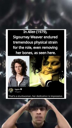In Alien (1979),Sigourney Weaver endured tremendous physical strain for the role