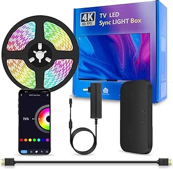 LED TV Backlight with HDMI Sync Box for 75-85 inch TVs 16.4ft RGBIC WiFi LED Light Strip App Control with Sound and Scene Sync Compatible with Alexa and Google Assistant for Games and Movies