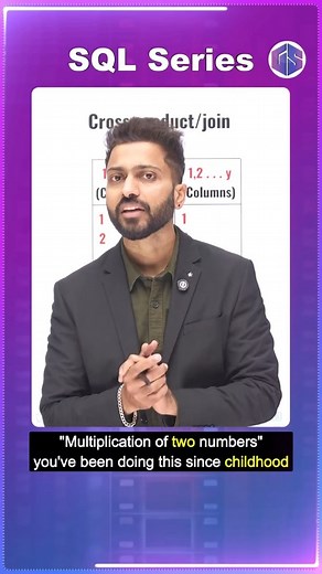 Gate Smashers on Instagram: "Understand SQL Cross Join Once and Never Forget It @GateSmashers ​#sql #sqljoins In this video, we explain Cross Product (Cross Join) in SQL using the simplest logic — multiplication. You’ll learn why every SQL join internally starts with a cross product, how columns are added, and how rows are multiplied. This concept is extremely important for understanding joins deeply and confidently. Perfect for beginners and competitive exam aspirants."