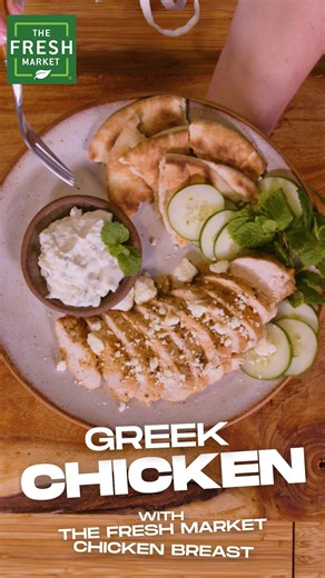 14K views · 67 reactions | It's chuck, chicken, and more day at The Fresh Market! Use some of our boneless, skinless chicken breasts to make this easy and delicious Greek Chicken with Tzatziki sauce.  RECIPE: https://bit.ly/3H763kr | The Fresh Market | Facebook