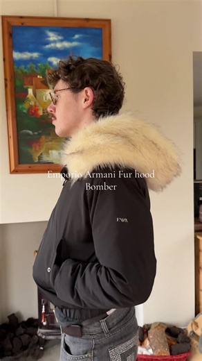 Emporio Armani Fur Hood Cropped Bomber: Stylish Elegance