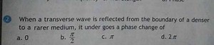 (2) When a transverse wave is reflected from the boundary of a ... | Filo