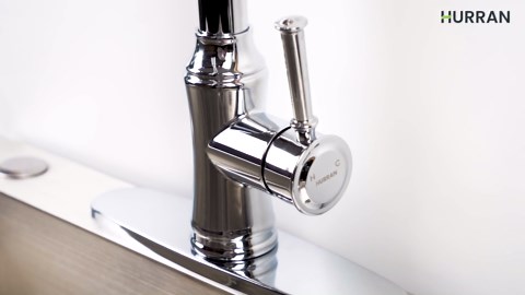 Kitchen Faucet with Pull Down Sprayer, Single Handle High Arc Utility Sink Faucet with Deck Suitable for bar for Kitchen Sink, Laundry Sink, Wet Bar or RV, Brushed Nickel