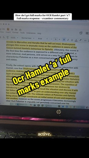 Achieving Full Marks in OCR Hamlet Part A