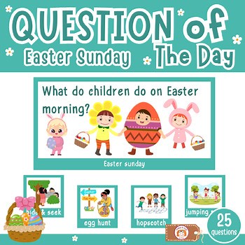 Question of the day preschool April, Morning meeting questions, Easter Sunday