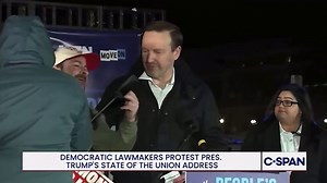 MAGA voter crashes Dem SOTU boycott rally, calling senator a 'scumbag' before getting pulled away