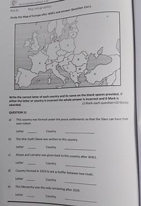 Map of Europe after WW1 – Question 11a-eFor each prompt, writ... | Filo