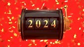 The slot machine is spinning to the number 2024, Countdown number 2024