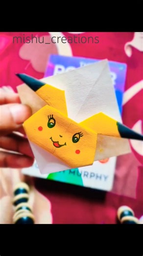 Pikachu Bookmark Craft 😍 Easy Origami Paper Bookmark | Back to School#school #shorts#trending#colors