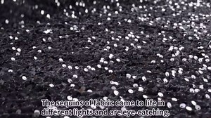 Black Sequin Fabric Sparkly Fabric by The Yard 1 Yard Big Payette Sequin Fabrics Mermaid Sequin Flip Fabrics Reversible Sequin Velvet Stretch Fabriced Material for Sewing Dress Making