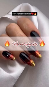 39 reactions · 3 comments | By @maryzelenyak_mysticnails ♥️ Fiery elegance with a twist! This design features foil flakes under layers of stained glass gel polish — creating a glowing molten effect that shifts with every move. Perfect for bold souls who love dramatic depth and shine. | Nail art step by step | Facebook