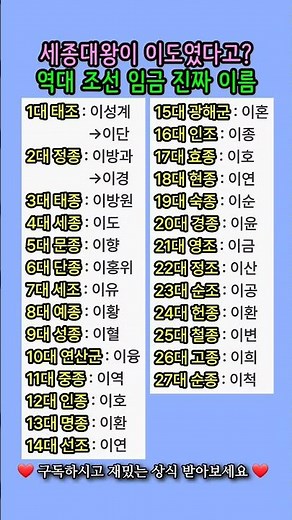 세종대왕 이름이 '이도'였다고? 조선 왕 27인 진짜 이름 총정리