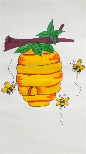 easy honeycomb drawing 🐝 #art#drawing #shorts