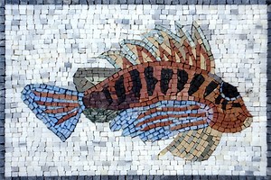 Handmade Fish Mosaic Tile Art: Stone Backsplash (16x12) - Etsy