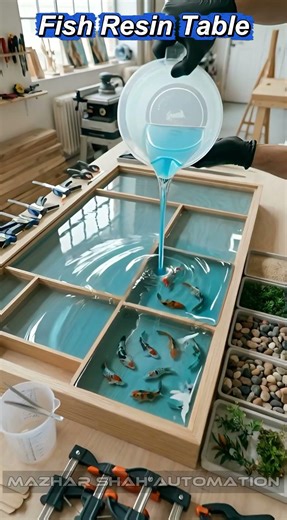 Amazing Fish Resin River Table | Luxury Epoxy Table Creation 🌊🔥🐟💎