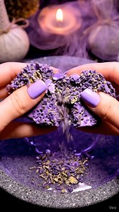 Potion Mixing ASMR: Crushing Lavender and Herbs in the Mortar and Pestle. 💜#ASMR #Satisfying #OddlySatisfying #WitchyAesthetic #Crushing #Lavender #Relaxing | Queen Of Asmr
