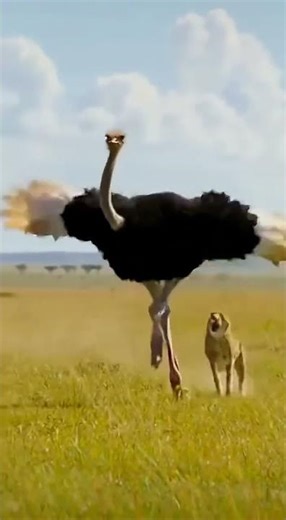 The ostrich defeats its enemy with a single move.#wildlife #shorts