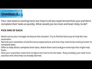 Sam's Club Online Assessment Test | Q5: Your new team is working hard, but they're all less experien