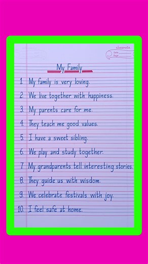 10 Lines On My Family in English/Essay On My Family in English/My Family Essay in English/My Family