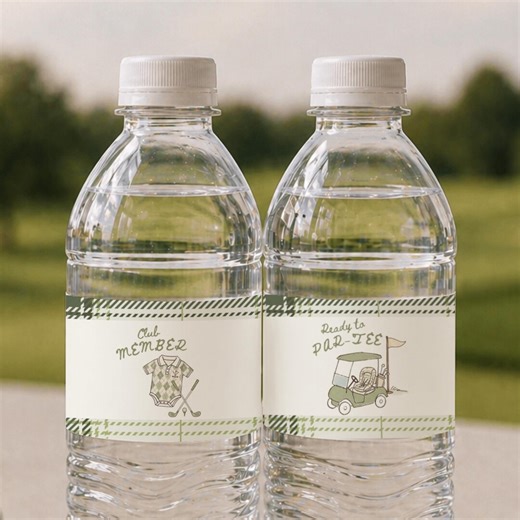 New to the Club Water Bottle Labels, Golf Baby Shower Decor, Little Putter Baby Boy, Editable Canva Template, Printable Party Labels - Etsy